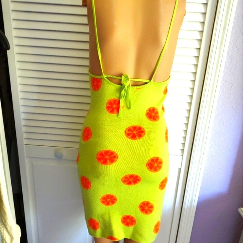 Pac Sun Bright Orange Slice Graphic Knit Like Mini Dress - Picture 4 of 5